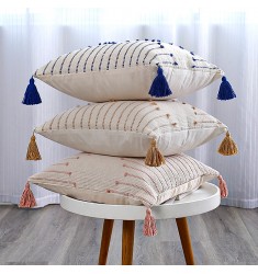 18x18 Modern Farmhouse Decorative Beige Handmade Sofa Throw Pillow Cover Jacquard Geometric Outdoor Chair Cushion Cover 