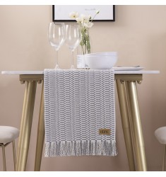 2022 Hot Selling Modern Style Natural Table Runner Decorations Table Cloth Runner Cotton Woven Farmhouse Dining Table Runner 