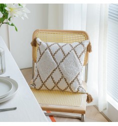 2022 Custom Nordic Home Decorative Cushion Cover Square Sofa Cotton Canvas Tufted Sofa Throw Cushion Cover 