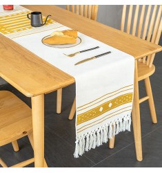 Wholesale Modern Party Table Decoration Woven Dining Table Runner Boho Farmhouse Kitchen Cotton Printed Elegant Table Runner 