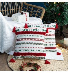 2022 New Christmas Decoration Modern Throw Pillow Covers 18 X18 Bohemian Home Sofa Couch Decor Red Tufted Cushion Cover Home 