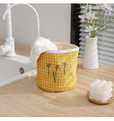 New Wholesale Embroidery High Quality Farmhouse Style Cotton Storage Bag Living Room Table Decor Woven Storage Basket Organizer 