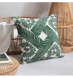2022 Top Selling Farmhouse Style Spring Leaf Pattern Silk Screen Printing Cotton/polyester Woven Printed Pillow Covers 