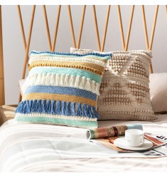 2022 Designer Farmhouse Bohemian Wholesale Custom 18x18 100% Handmade Cotton Woven Washable Decorative Throw Pillow Covers 
