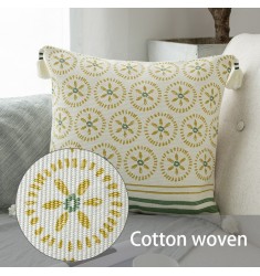 2022 Spring New Arrivals Designer Farmhouse Modern Style Woven Printing Custom Cushion Cover Bedroom Pillow Cover 