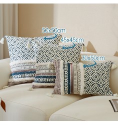 2022 Trending Products Rustic Geometric Printed Outdoor Cushion Cover Colorful Tufted Tassels Decorative Pillow Covers 