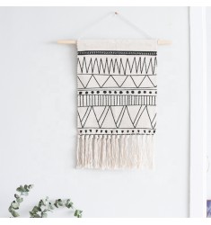 Custom Nordic Modern Style Printed Minimalist Black Cotton Woven Home Decor Accessories Modern Wall Art Home Decor Tapestry 