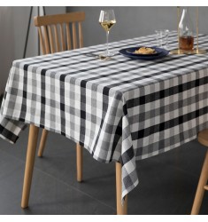2022 High Quality Black And White 100% Cotton Jacquard Rectangular Table Cloth Nordic Christmas Buffalo Plaid Tablecloth 