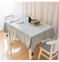 Wholesale Modern Design Luxury Plain Gray Cotton Woven Fabric Hotel Dinner Decoration Tablecloth With Tassels Table Cover 