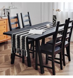 Christmas Hot Selling Party Farmhouse Table Runner Cotton Black And White Triangle Woven Jacquard Table Runner For Home Decor 