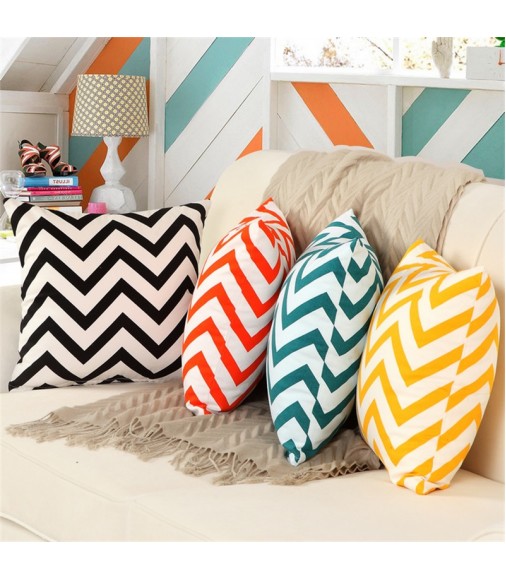 Thick Canvas Fashion Bright Bold Chevron Stripe Decorative Pillow