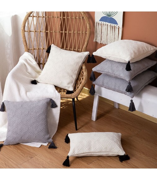 Woven Nook Decorative Throw Pillow Covers Nordic Design Custom Plain Yarn