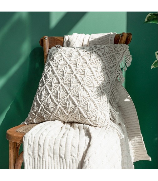 18 X 18 Throw Pillow Covers,Boho Decorative Macrame Cushion Cover For Home Party Office And Outdoor Decoration 