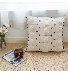 Housewarming Gift Boho Farmhouse Decor Beige Handmade Tufted Woven Cotton Accent Cushion Cover 