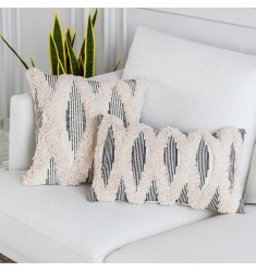 Boho Decorative Pillow Cover Home Decor Woven Tufted Striped Cosy Fashion Pillow Cover Indoor 