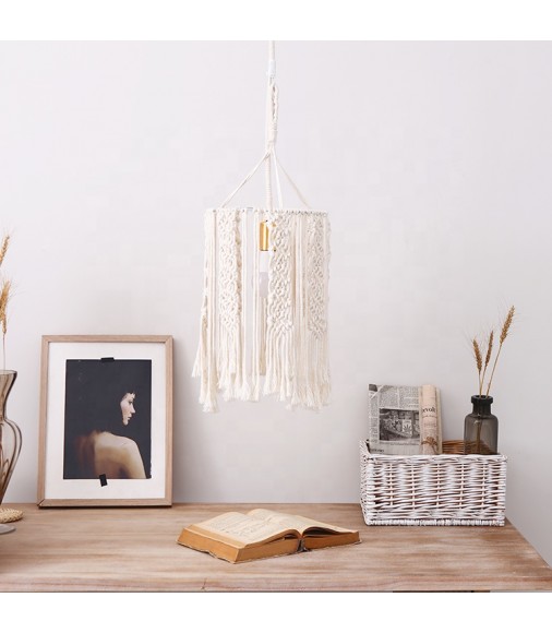 2022 Hot Selling Boho Style Handmade Wedding Chandeliers Vintage Macrame Bedside Cotton Rope Handmade Lamp Shades For Home Decor 