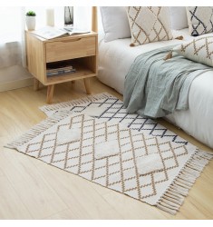 New Launch Tufting Geometric Morocan Rugs With Tassel Simple Geometric Adult Rectangle Bohemian Pattern Carpets And Rugs 