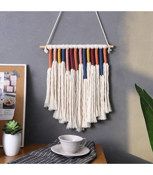 Hot Selling Colorful 100% Handmade Cotton Woven Tapestry Macrame Art Wall Hanging For Baby Kids Room Home Decor 