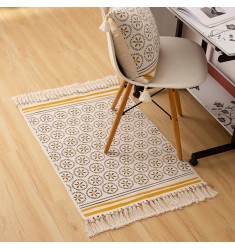 New Arrival Home Decor Cotton Woven Lemon Silk Screen Printed Carpets And Rugs Living Room For Sale 