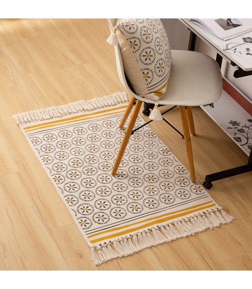 2020 New Arrival Home Decor Cotton Woven Lemon Silk Screen Printed Carpets And Rugs Living Room For Sale 