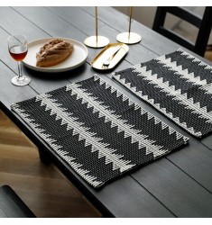 Hot Selling Boho Farmhouse Table Placemat Black And White Cotton Handmade Woven Placemats Kitchen Placemats For Dinner Parties 