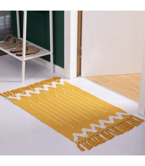 Hot Selling Modern Boho New Design Colorful Tufted Throw Cotton Woven Jacquard Rug Kids Room Bedroom Carpets And Rugs 