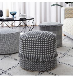 2022 Hot Selling Modern Design Foldable Pouf Coffee Table Ottoman Floor Outdoor Pouf Woven Fabric Cotton Round Pouf Foot Stool 