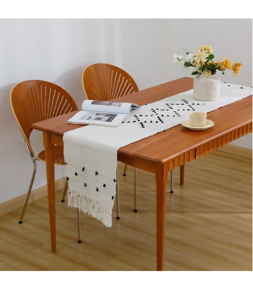 2021 Reversible Washable Modern Nordic Style Farmhouse Decor Striped Jacquard Handmade Boho Dining Table Runner 