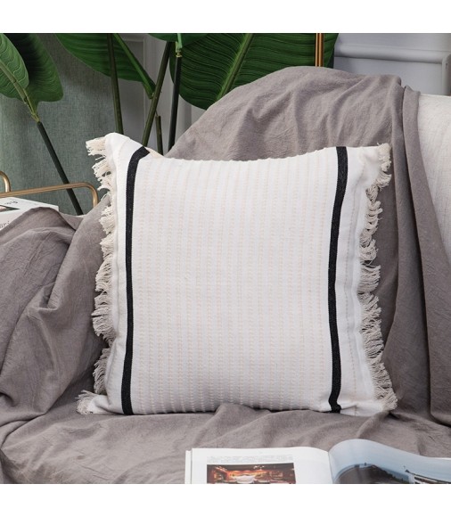 Throw Pillow Case Cover Woven Cushion Cover With Tassels Custom Home Decor Products Cheap Black Rectangle 3 Colors As Picture 