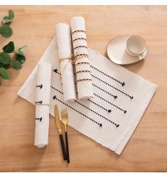 Boho Fabric Table Decoration Woven Placemats Stripe Two