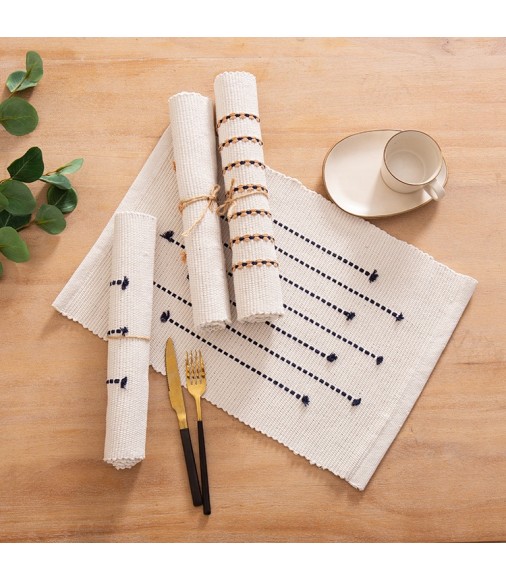 Boho Fabric Table Decoration Woven Placemats Stripe Two