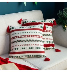 2022 New Christmas Modern Boho Luxury Throw Pillow Covers Bohemian Livingroom Home Decorative Red Tufted Printed Cushion Cover 