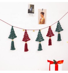 Christmas Colorful New Design Red And Green Macrame Wall Hanging Decor Cotton Woven Kids Room Decoration Wall Art Hanging 