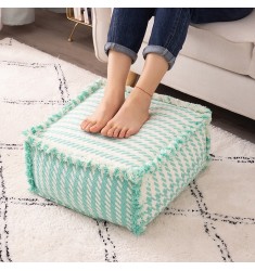 Wholesale Luxury Machine Living Room Sofa Foot Stool Woven Thick Fabric Ottoman Pouf For Kids Home Stool &amp; Ottoman Modern 