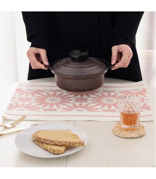 High Quality Boho Home Dinning Table Decor Washable Cotton Woven Printed Flower Dining Table Mat Placemat Set 