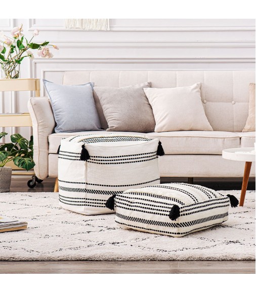 Bohemian Luxury Artisan Room Decor Cube Pouf Cover Living Room Furniture Home Stool /Ottoman Modern 1pc