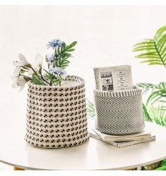 New Hotselling Modern Home Decor Multipurpose Cotton Woven Large Foldable Round Collapsible Boho Laundry Storage Basket 