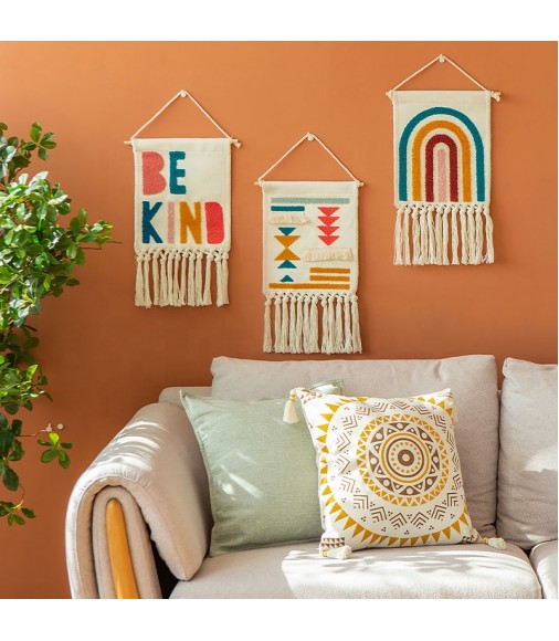 Wholesale Boho Custom Woven Embroidery Colorful Tapestry Bohemian Ins Home Kids Baby Room Decor Art Wall Tapestry Hanging 