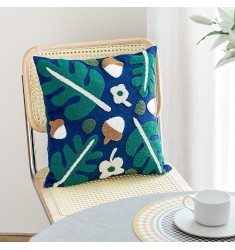 2022 New Arrivals Custom Flower Leaf Embroidery Pillow Cover Home Sofa Decor Modern Square Accent Pillow Cover 