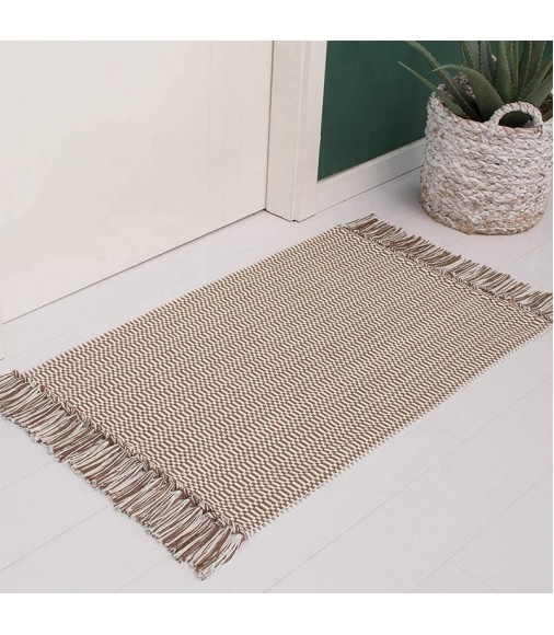 Modern Gradient Gray Plaid Cotton Woven Floor Mat For Living Room Office Bedroom Rugs Carpets 