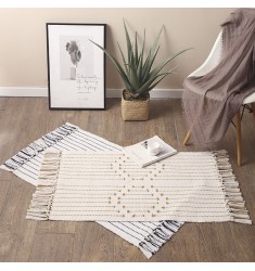 Modern Wholesale Hand Tufted Nordic Boho Stripe Cotton Woven Floor Mat For Living Room Floor Simple Design Rugs And Carpets 