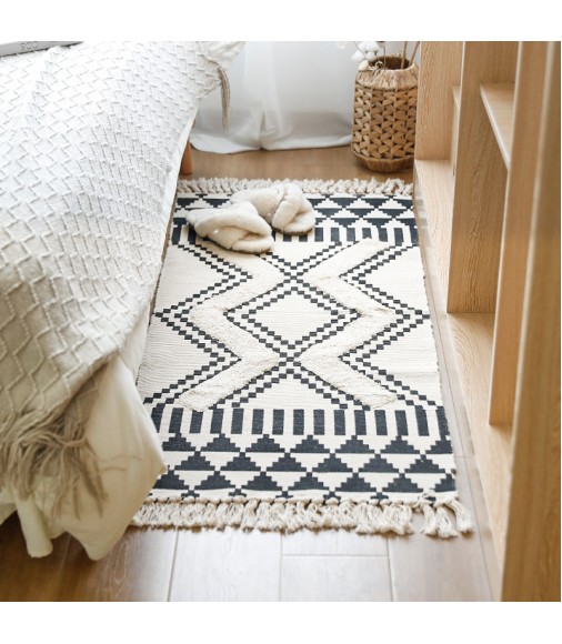 Modern Home Decor Mosaic Hand Tufted Bohemian Area Carpet Living Room Tassel Nordic Rugs 