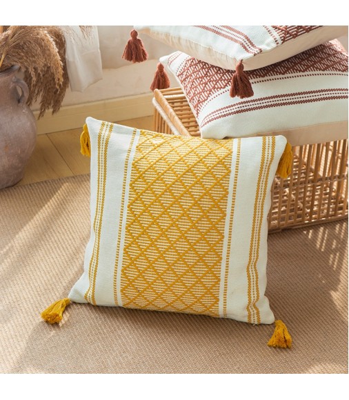 Wholesale Modern Cotton Woven Custom Geometric Handmade Tassel Decoration Throw Pillow Covers Farmhouse Bohemian Cushion Cover 