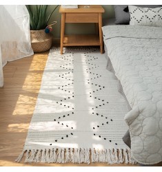 Modern Nordic Home Decor Cotton Hand Knotted Tassel Simple Geometric Beige Rug Boho Style Farmhouse Living Room Rugs 