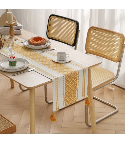Unique New Products Modern Home Party Table Decorations Boho Cotton Jacquard Placemat And Table Runner Set 
