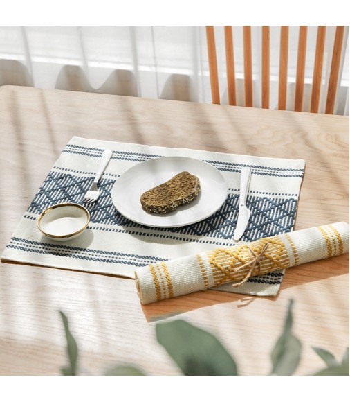 Hot Selling Customised Jacquard Dinning Table Decor Handwoven Tassel Table Mat Boho Modern Farmhouse Dining Placemats 