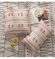 Wholesale Bohemian Cutting Flower Handmade Woven Sofa Pillow Cover Stripe Home Decorative Throw Pillow Cover 