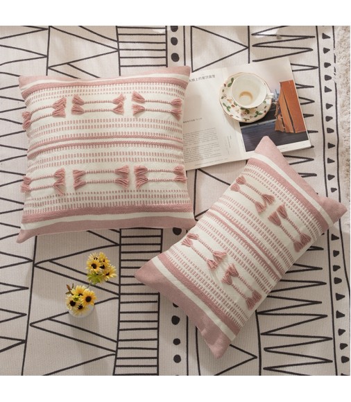 Wholesale Bohemian Cutting Flower Handmade Woven Sofa Pillow Cover Stripe Home Decorative Throw Pillow Cover 
