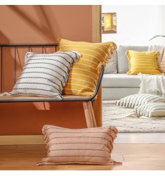 Christmas Luxury Jacquard Yarn Dyed Throw Pillow Cover Case Stripe Tassels Home Decorative Boho Cushion Covers 