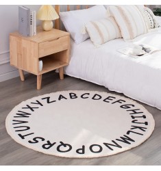 Custom Living Room Woven Bedroom Outdoor Nordic Round Carpet Tassel Letters Washable Modern Area Rugs 